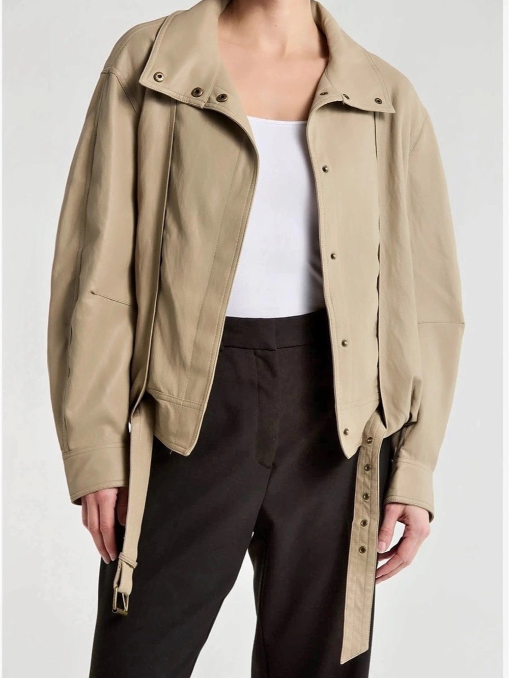 Max Studio Faux Leather Bomber Jacket Size Large NWT